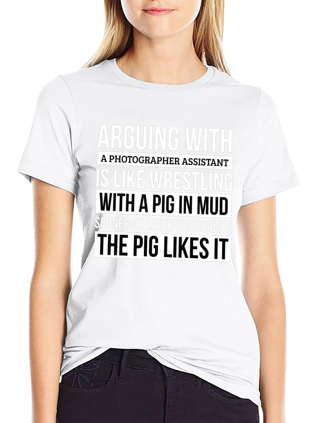 Photographer Assistant Pig Wrestling Novelty T-Shirt