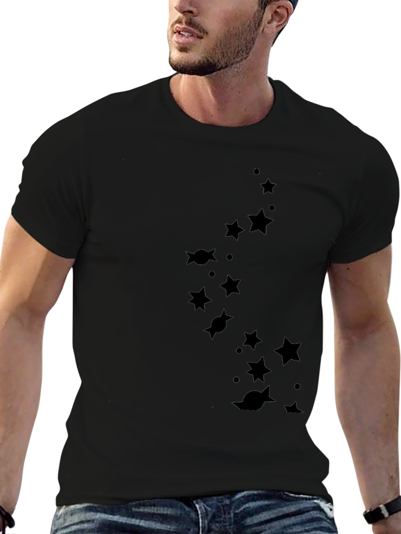 Star & Planet Tee - Mens Black Graphic T-Shirt