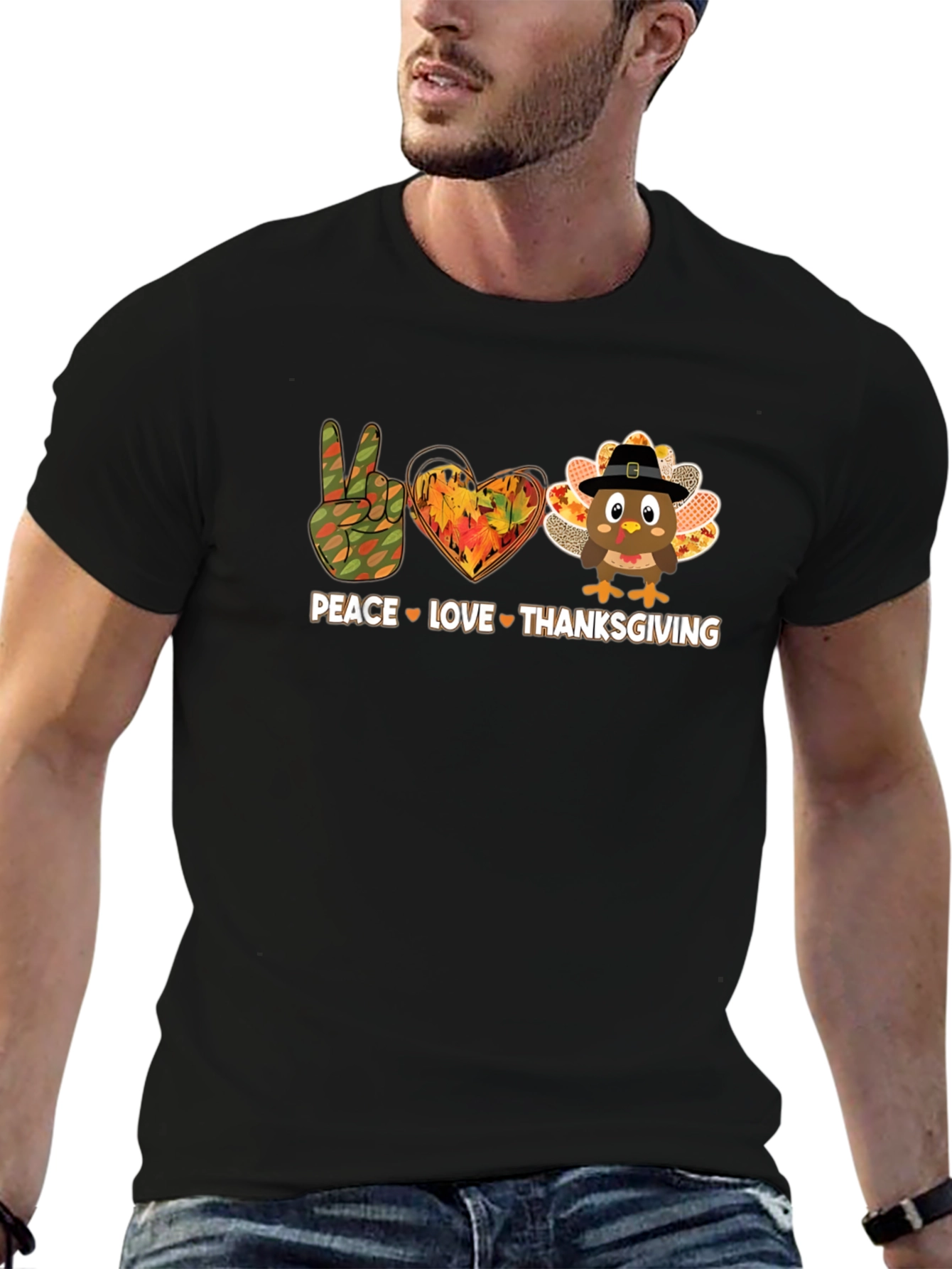 Peace Love Thanksgiving Graphic T-Shirt