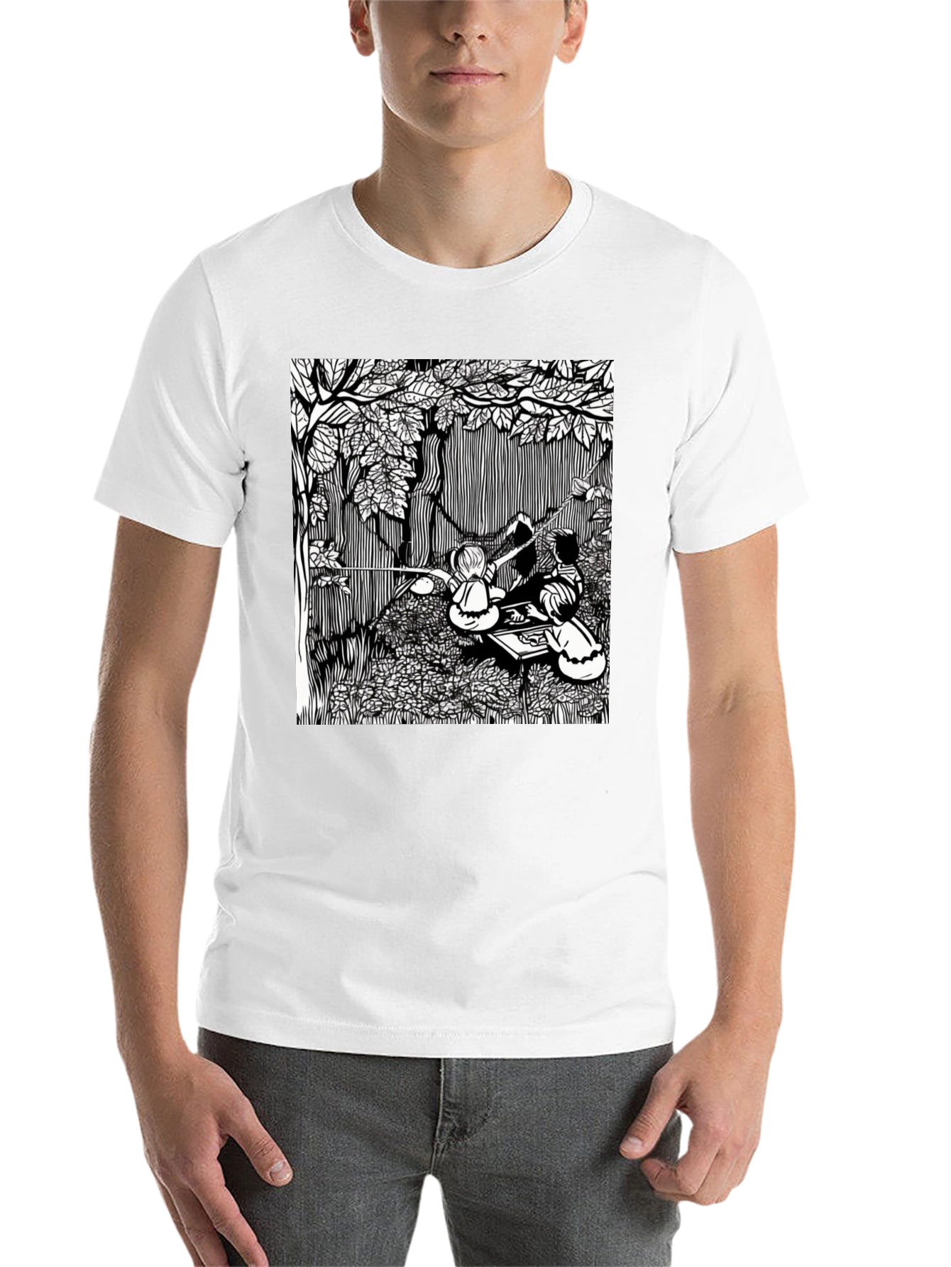 Unique Black T-Shirt with Detailed Graphic Design