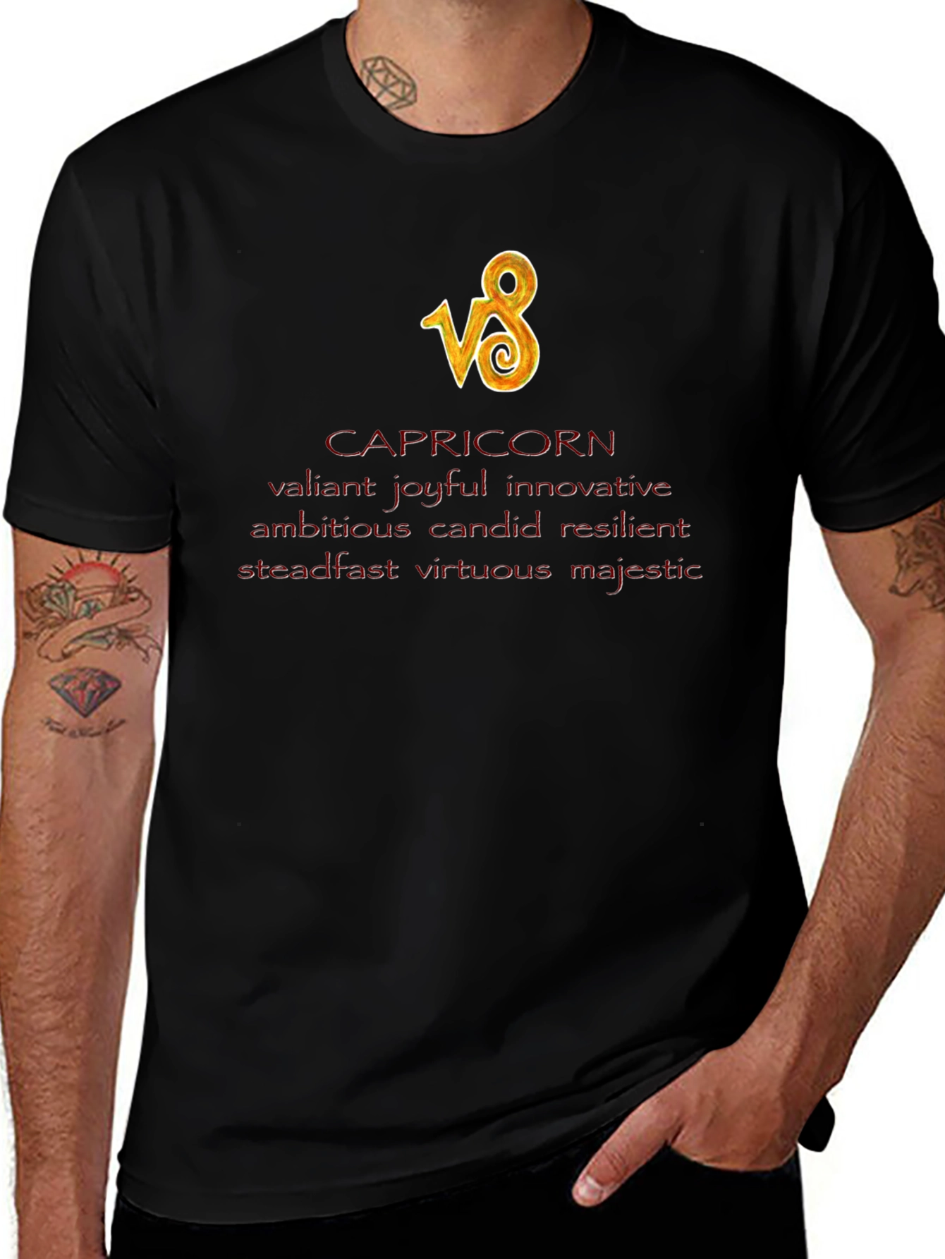 Capricorn Zodiac Black T-Shirt