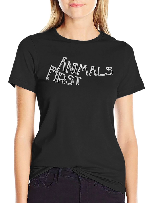 Animals First Black Cotton Tee - Stylish Animal Rights Apparel