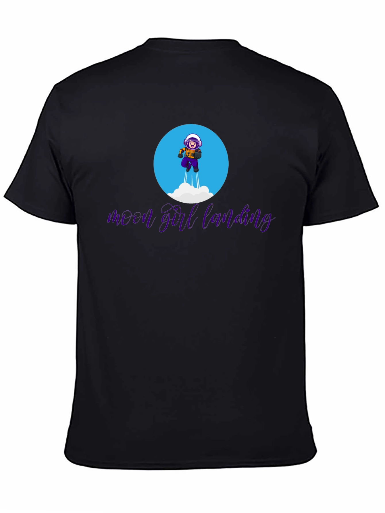 Moon Girl Landing Graphic Tee - Black Cotton