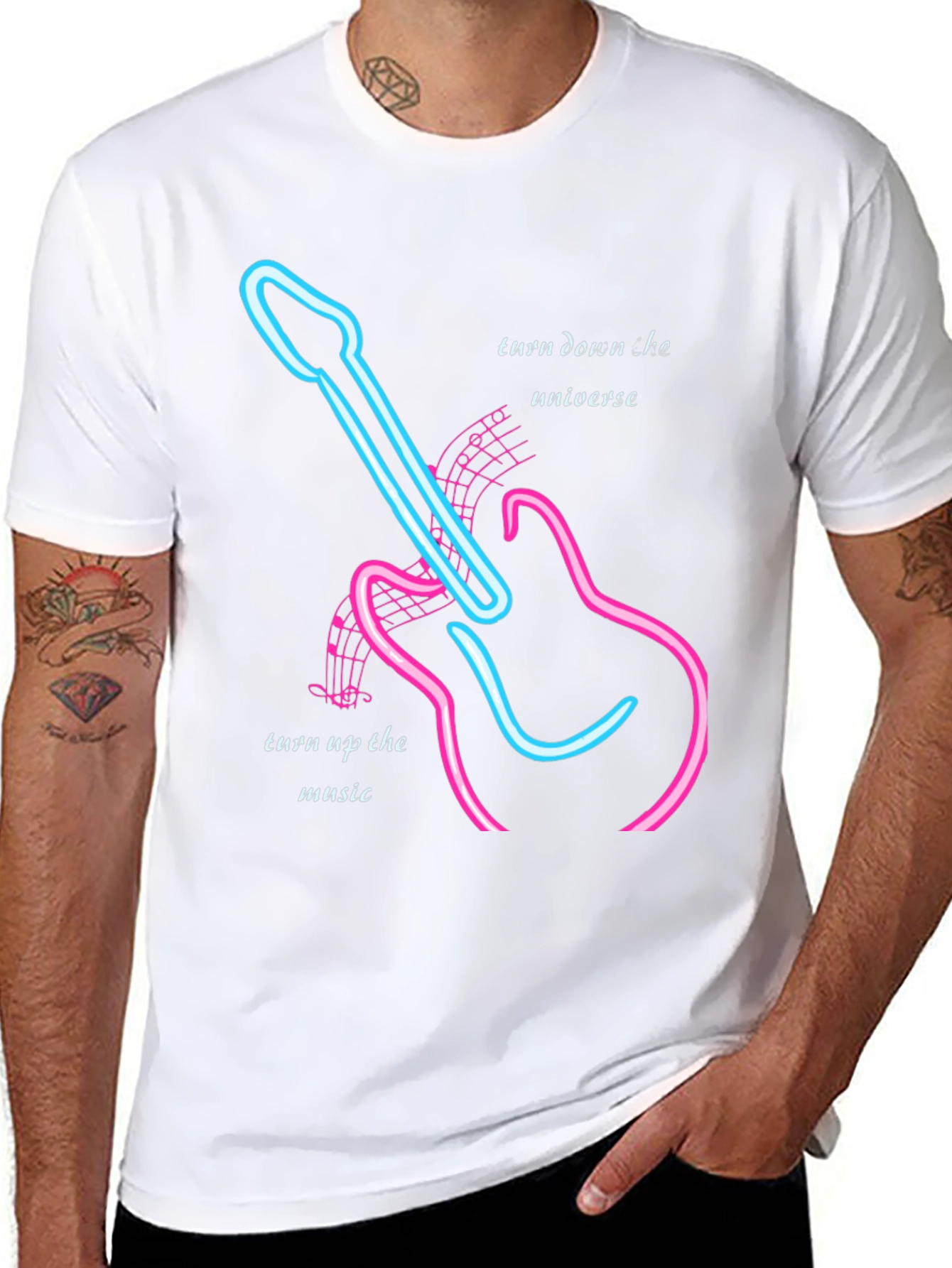 Neon Guitar Music T-Shirt - Turn Up the Music!