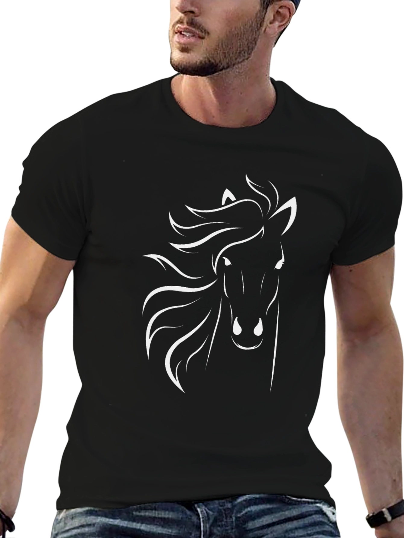 Horse Graphic Tee - Stylish Black T-Shirt