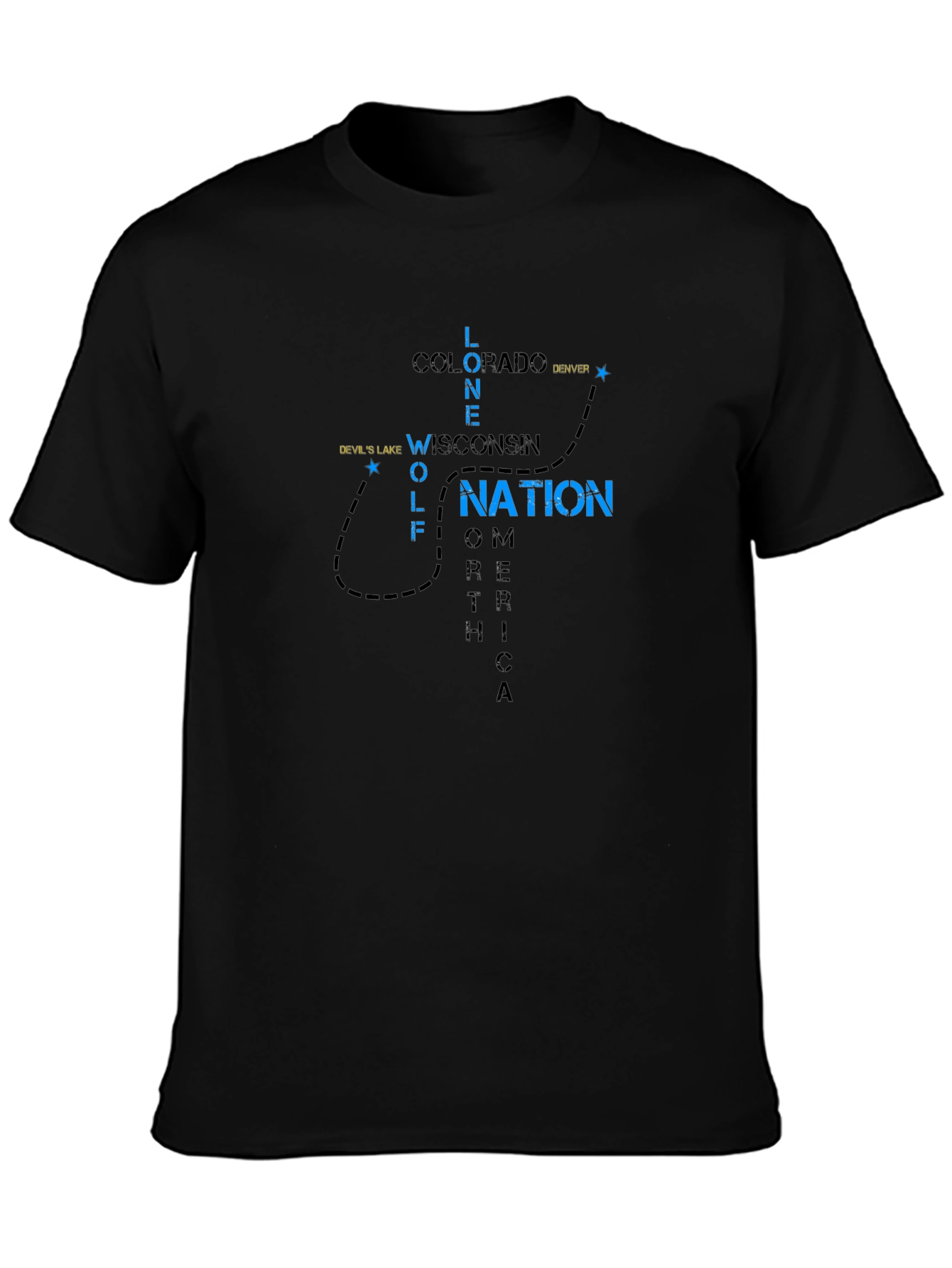 Lone Wolf Nation Graphic Tee - Black Cotton T-Shirt