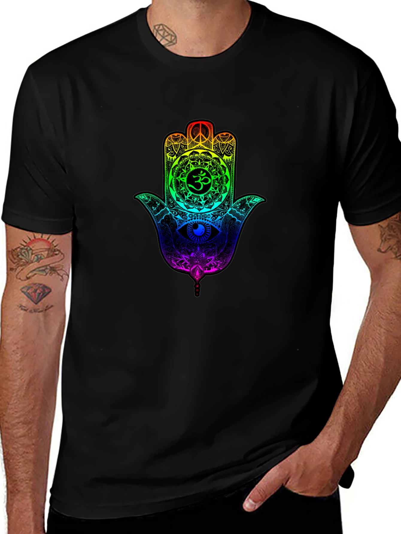 Rainbow Hamsa Hand Graphic T-Shirt - Unisex