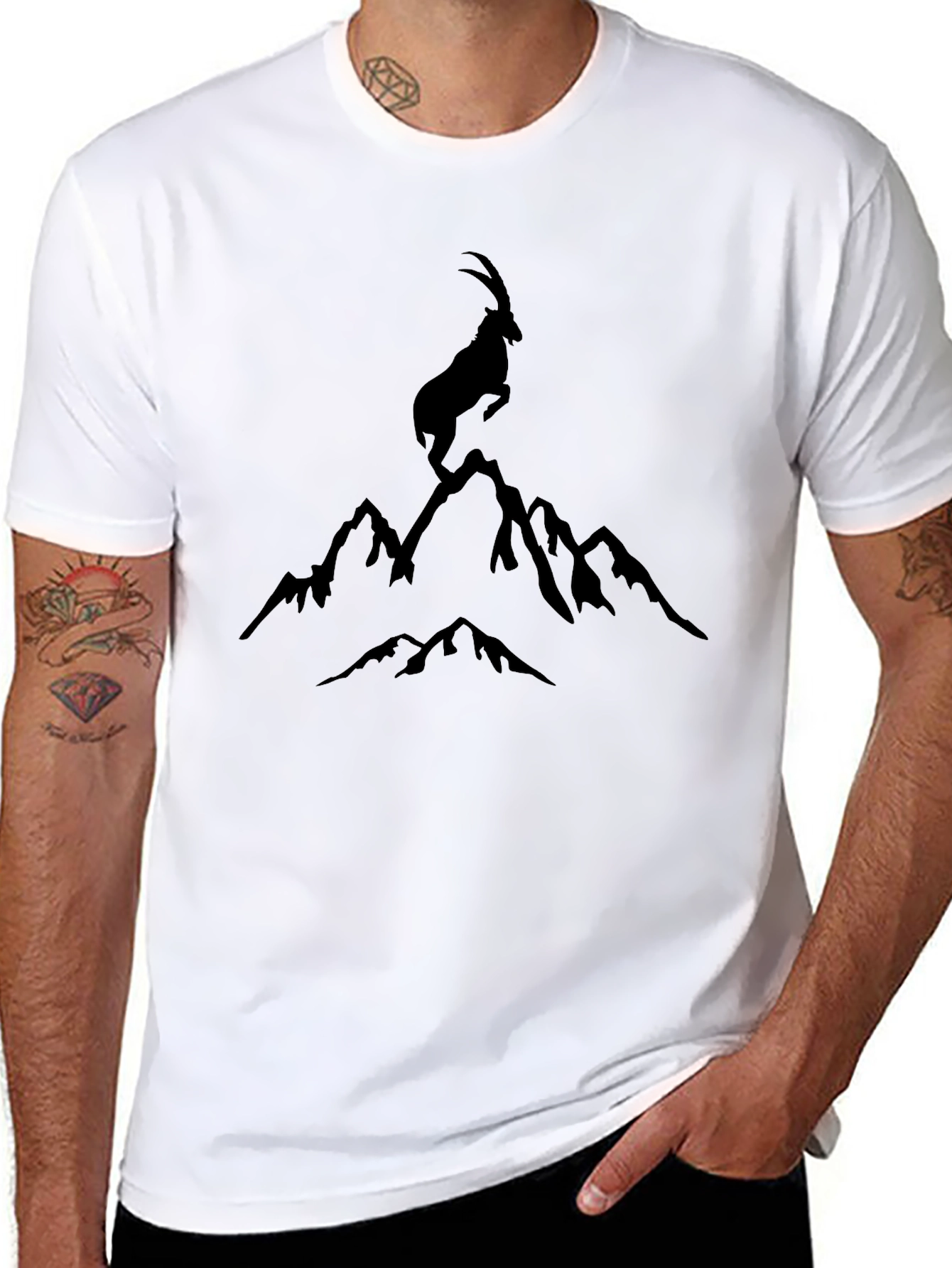 Mountain Goat Graphic Tee - Black Cotton