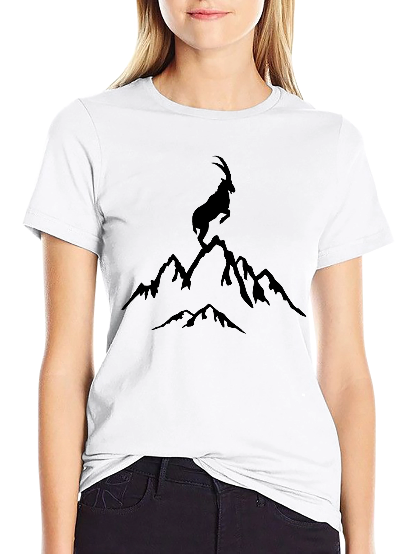 Mountain Goat Graphic Tee - Black Cotton