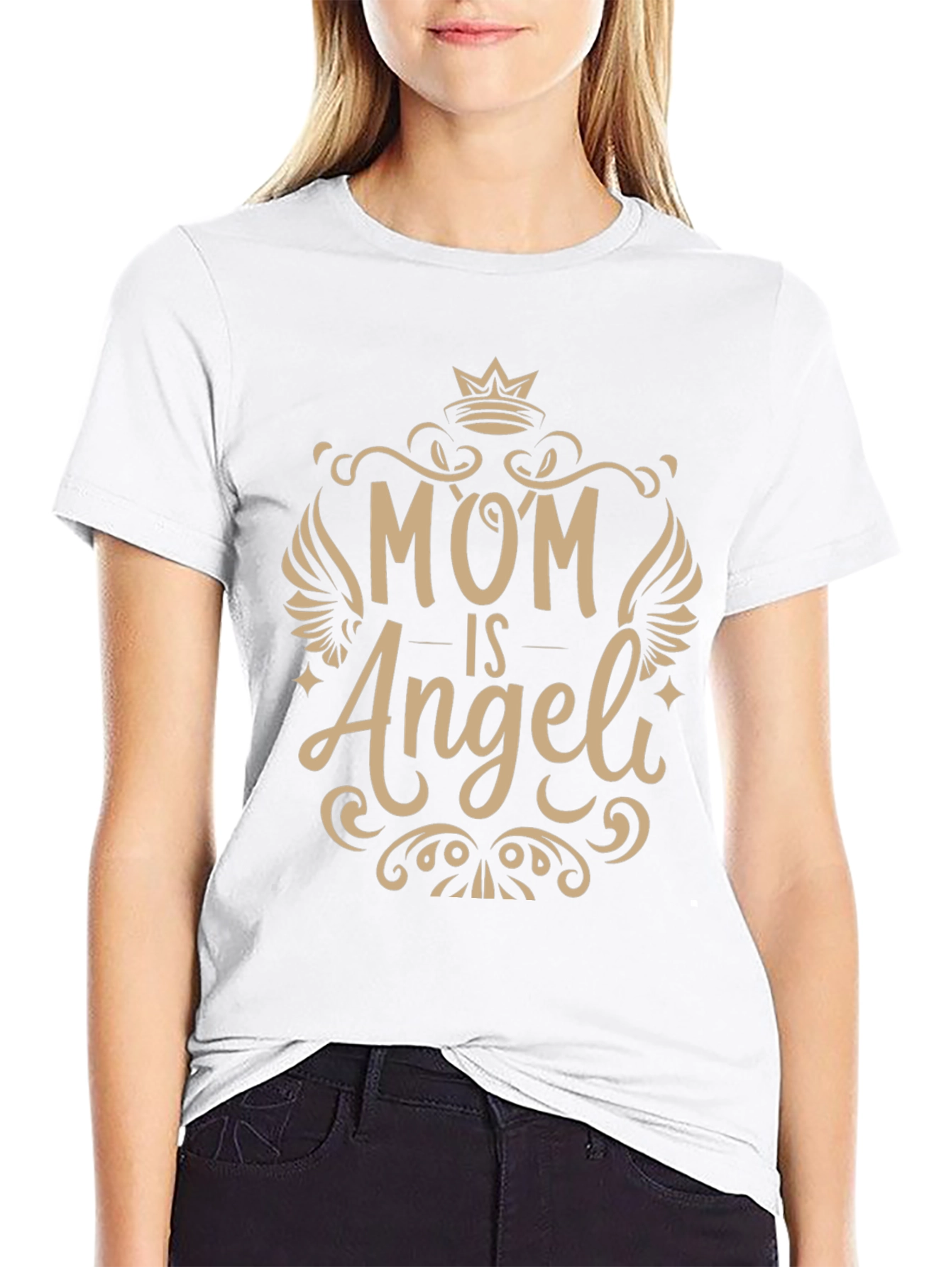 Mom Is Angel Black Graphic Tee