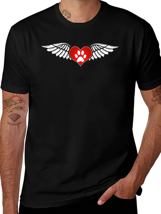 Heart Paw Wings Black T-Shirt