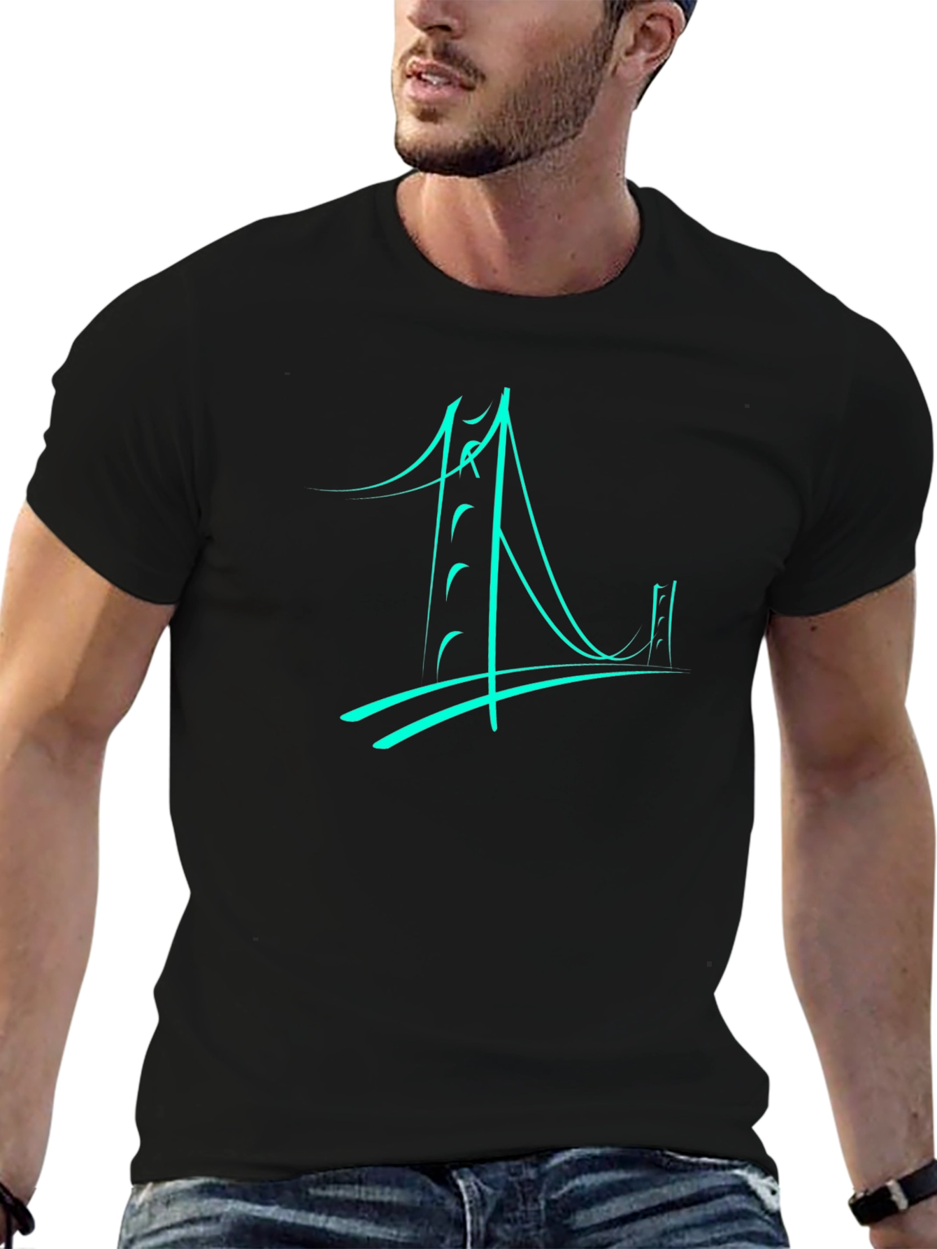 Abstract Bridge Graphic Tee - Black