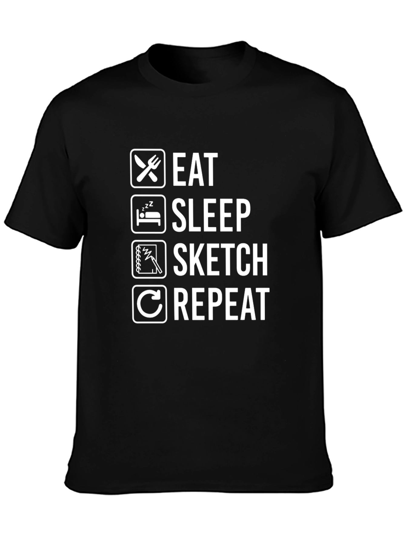 Eat Sleep Sketch Repeat Graphic T-Shirt