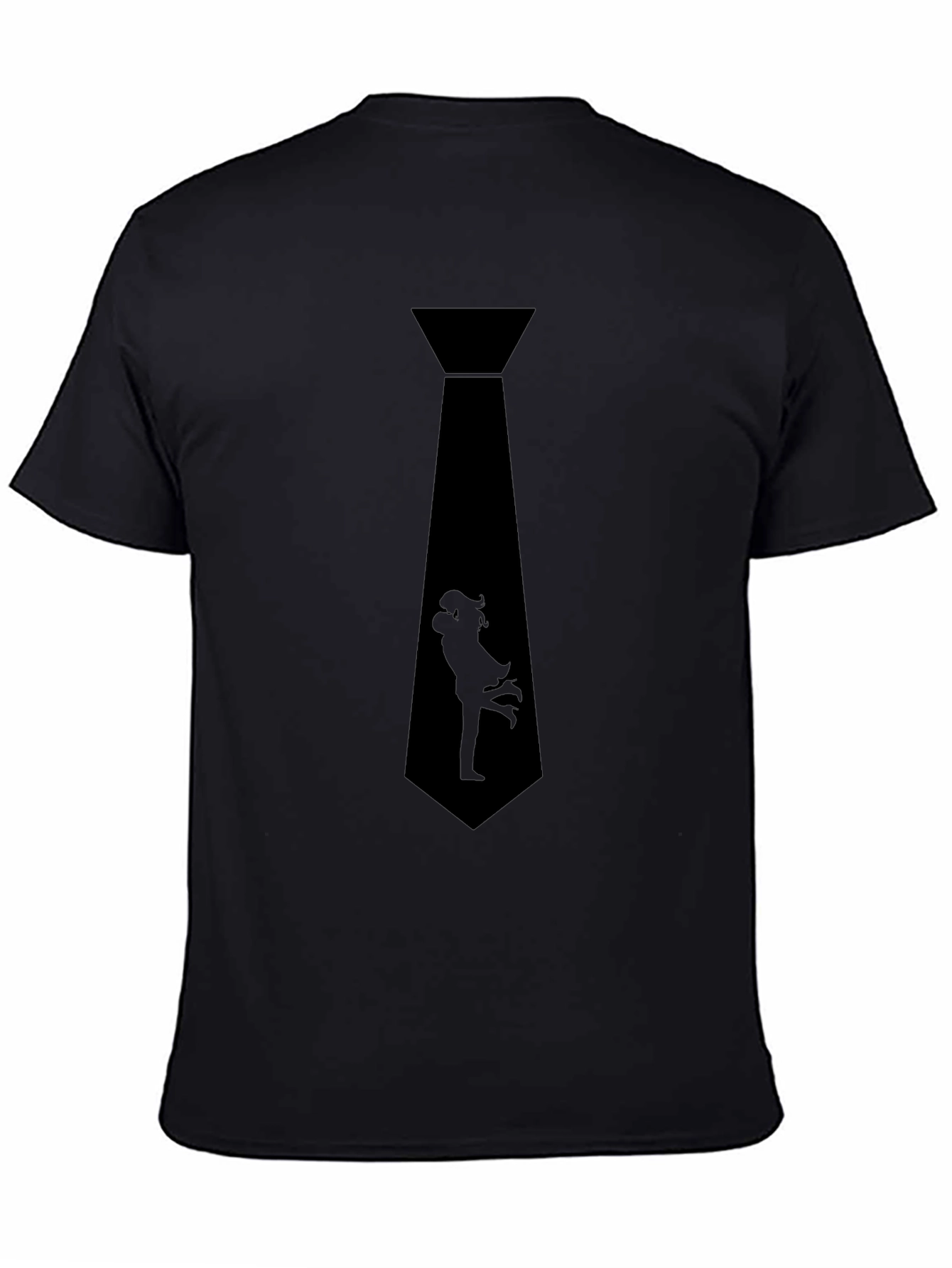 Romantic Couple Tie Graphic T-Shirt - Stylish Black Tee