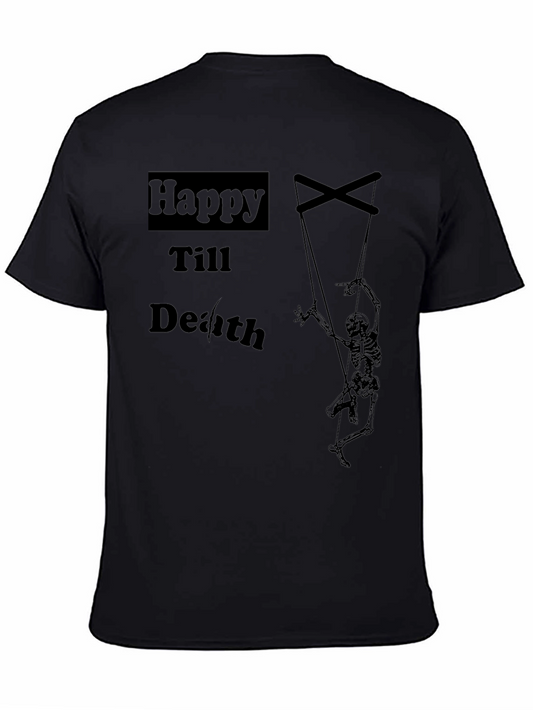 Happy Till Death Skeleton Puppet Graphic Tee