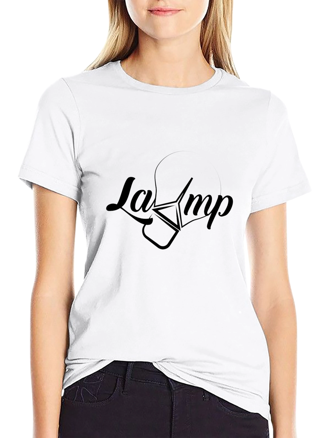 Modern Lamp Graphic Black T-Shirt