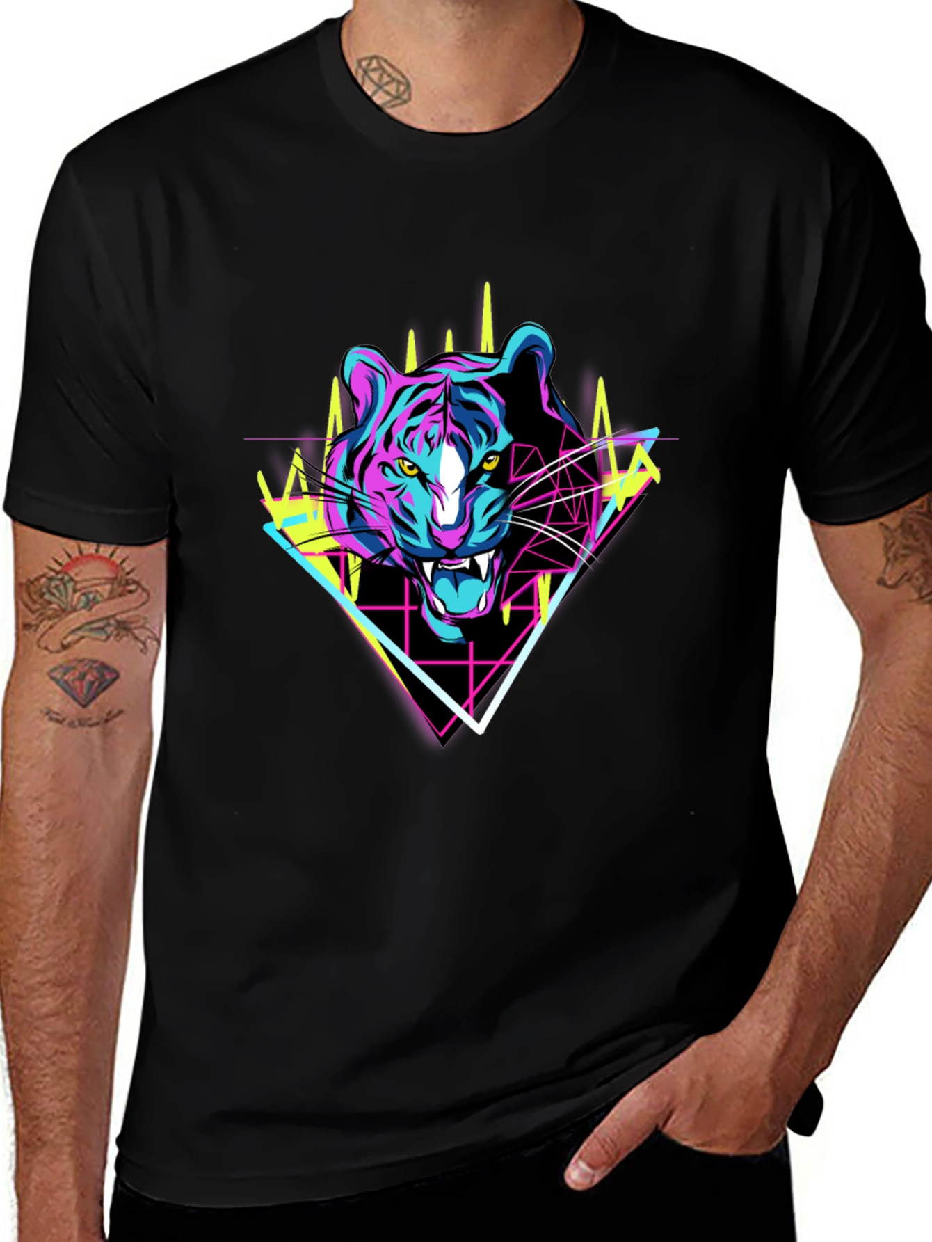 Retro Tiger Graphic Tee - Black