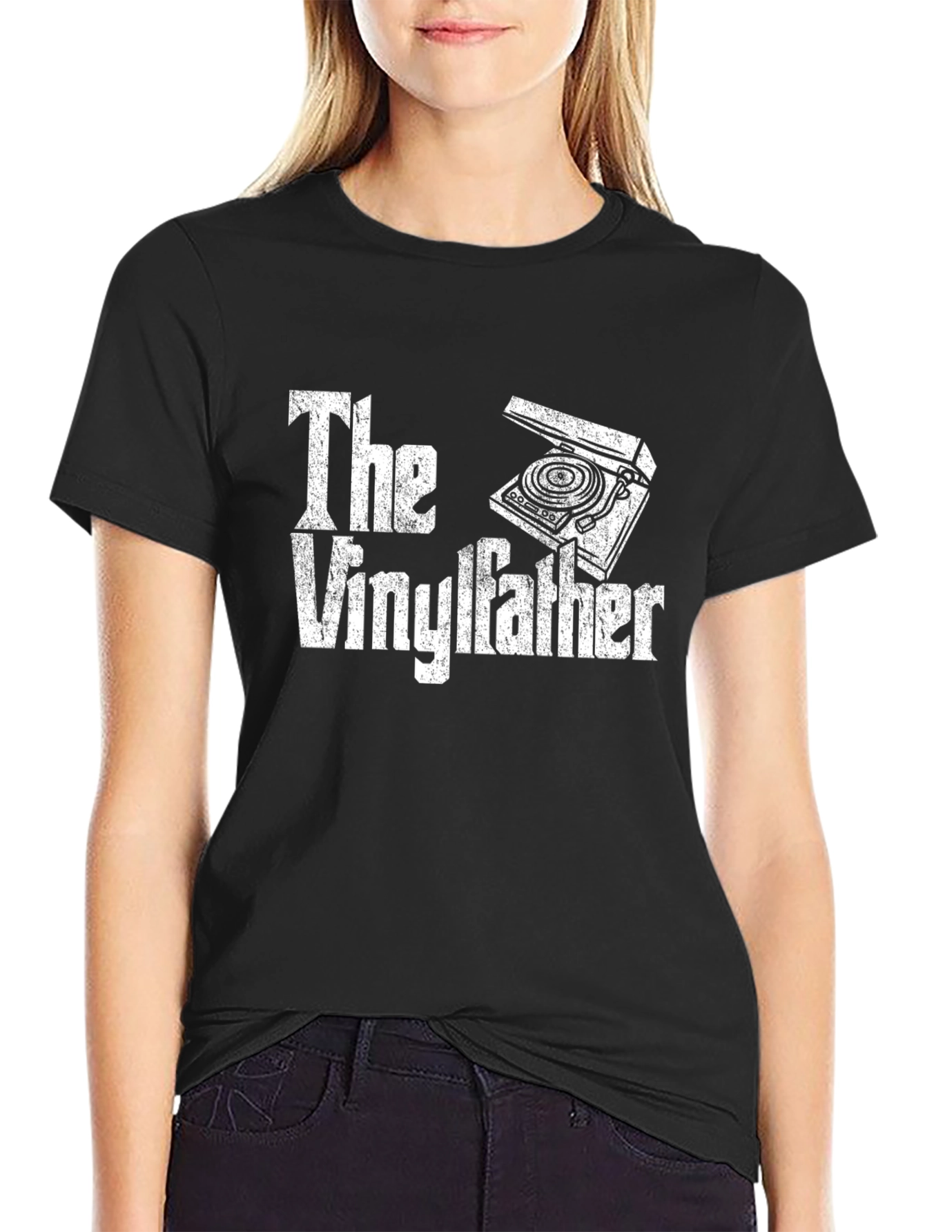 The Vinylfather Graphic Tee - Black Cotton T-Shirt