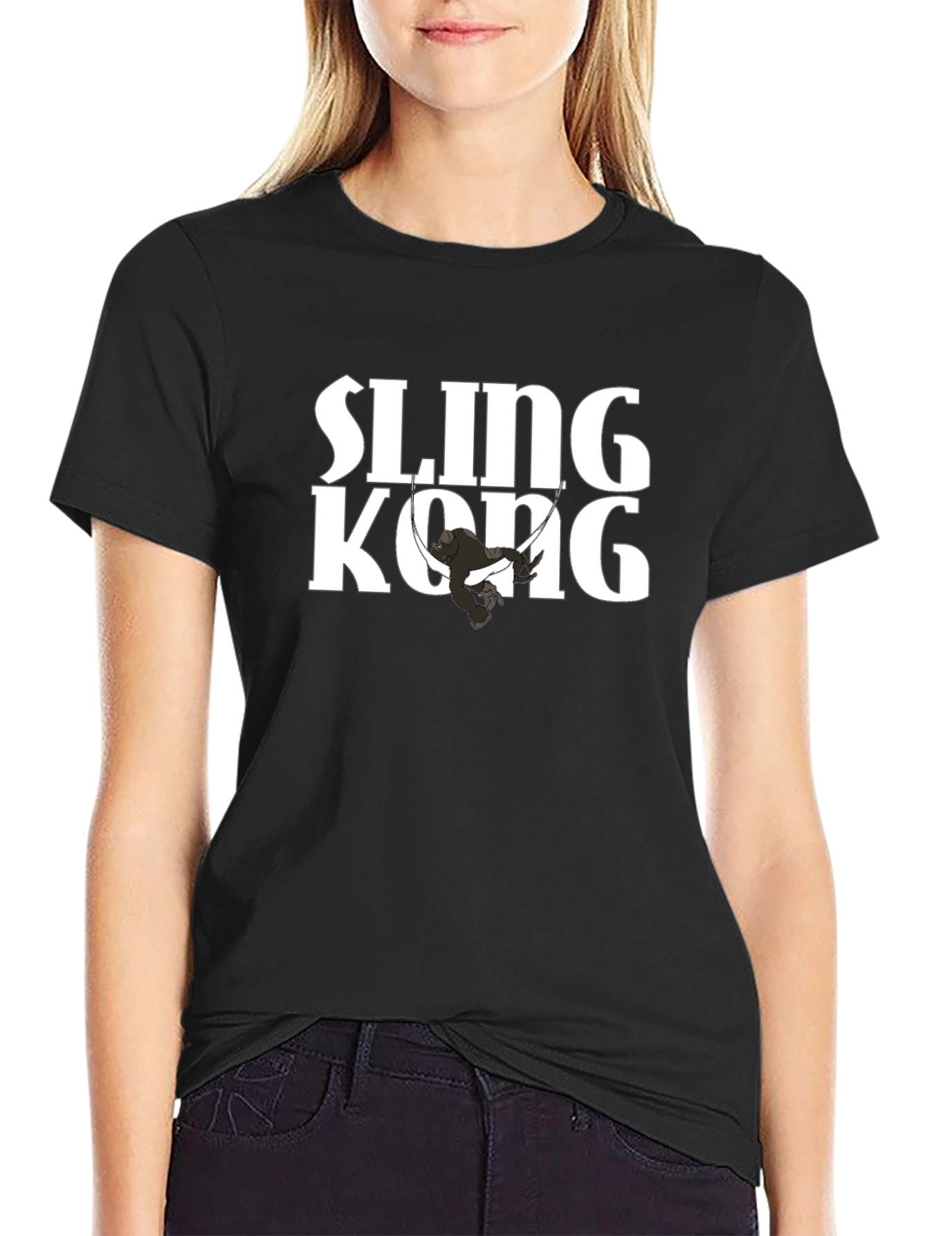 Sling Kong Graphic Tee - Black Cotton Comfort