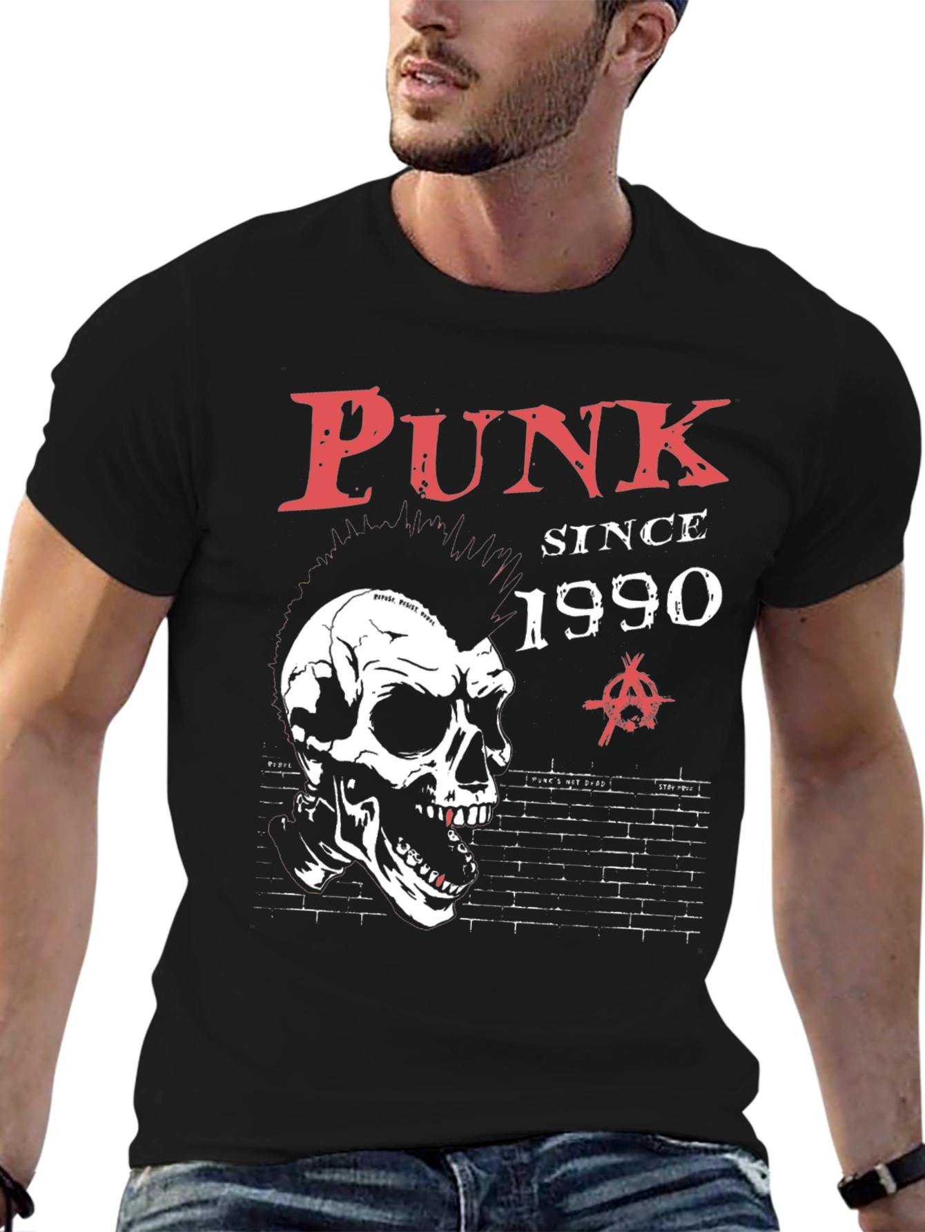 Punk Since 1990 Graphic Tee - Skull Design