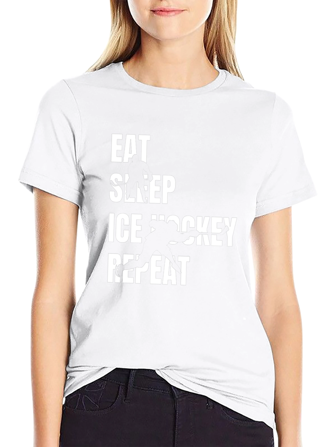 Eat Sleep Ice Hockey Repeat Black T-Shirt