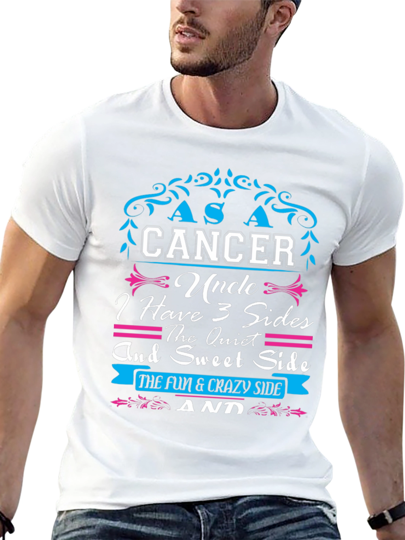 Cancer Uncle 3 Sides Mens Graphic T-Shirt