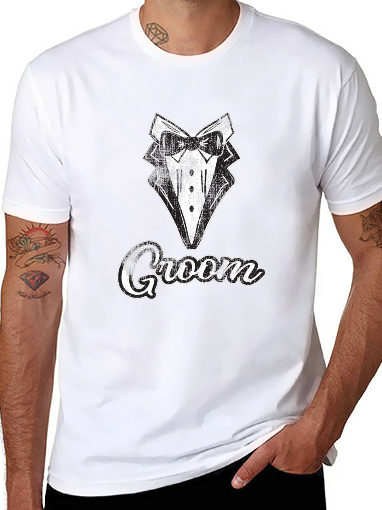 Groom Tuxedo Graphic Tee - Wedding Party T-Shirt