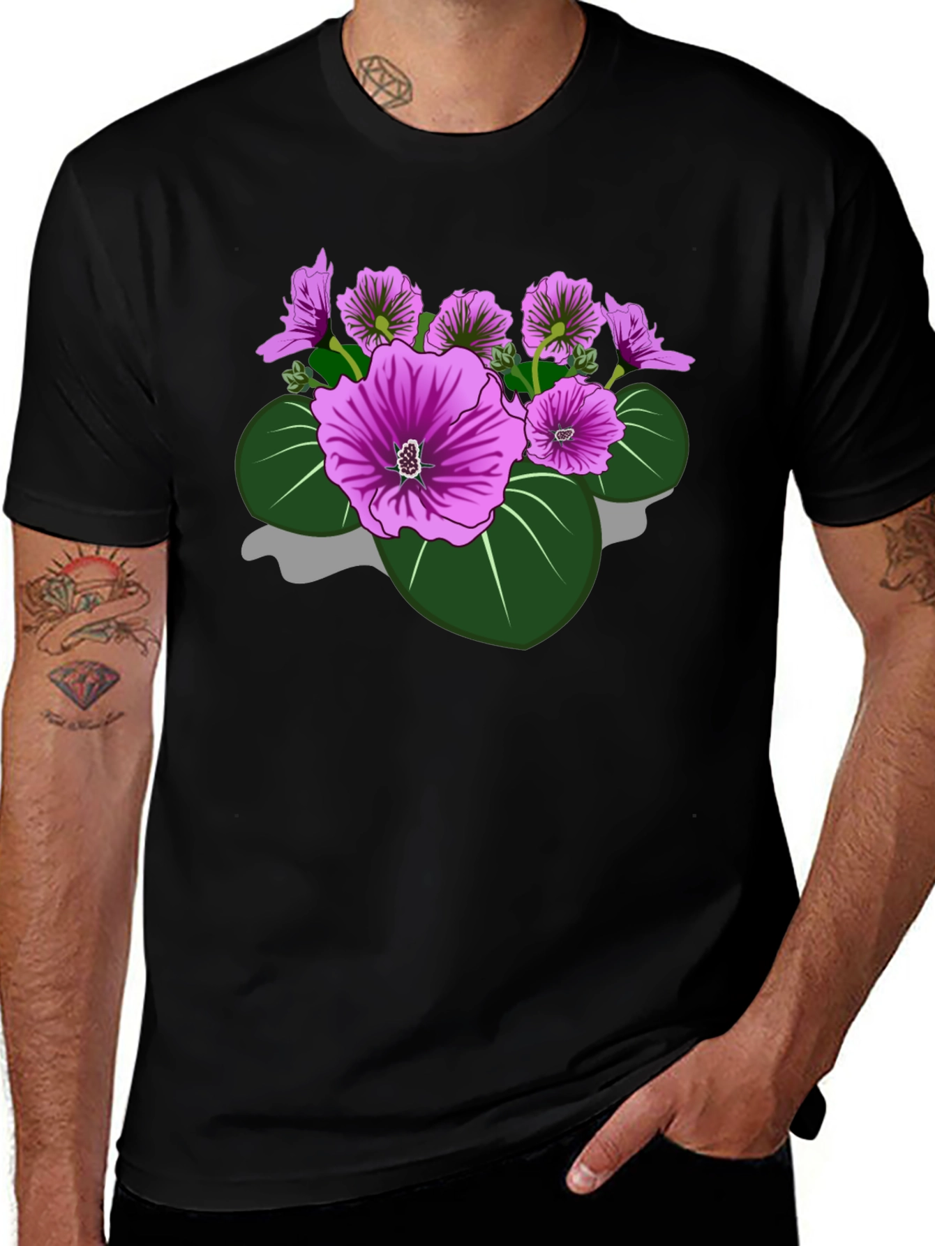 Floral Graphic Tee - Bold Purple Blooms