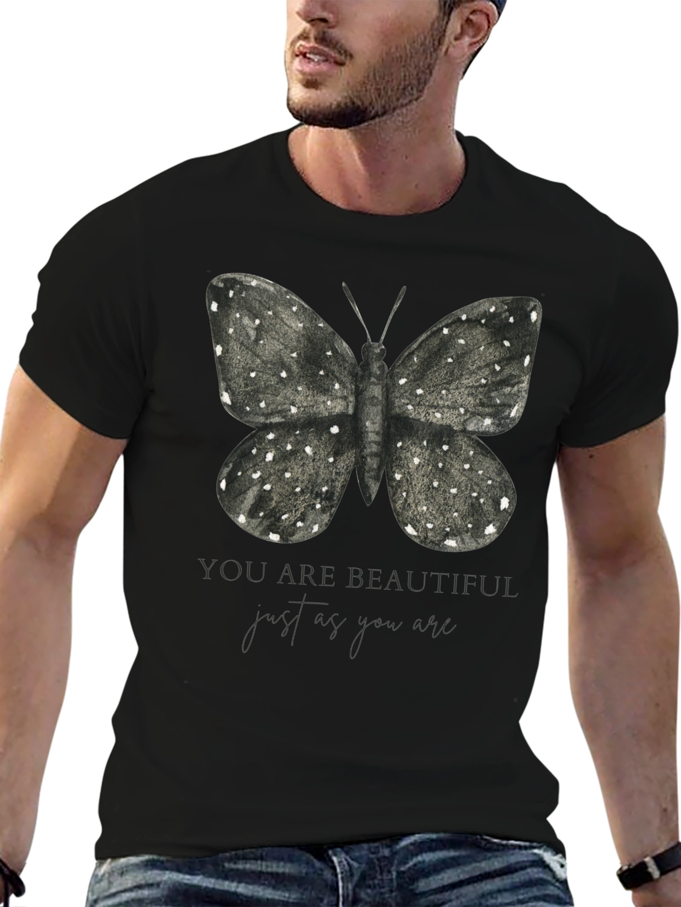 Butterfly Graphic T-Shirt - You Are Beautiful Design