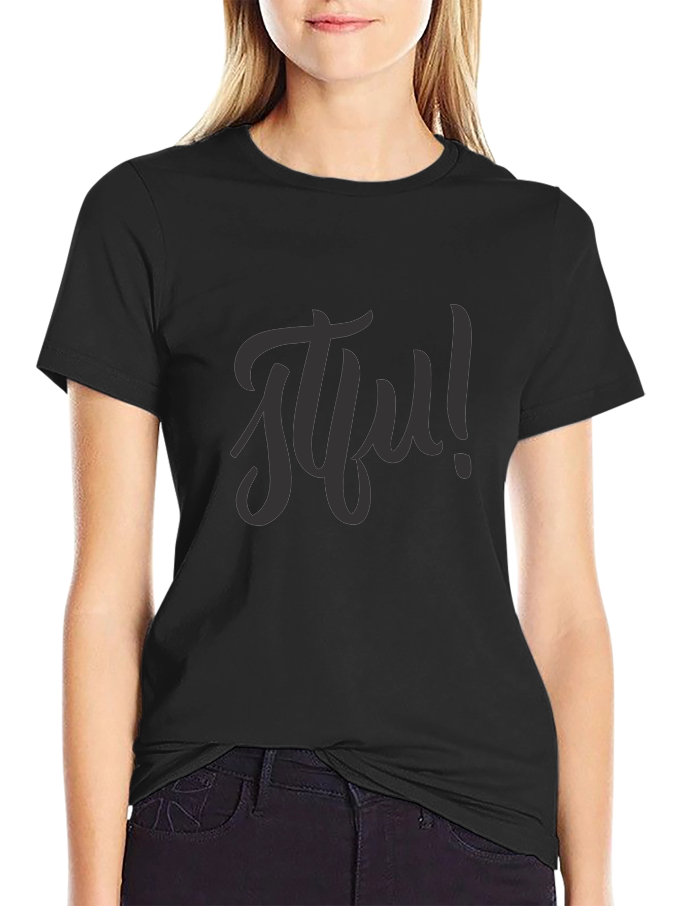Black STFU Graphic Tee - Casual Style