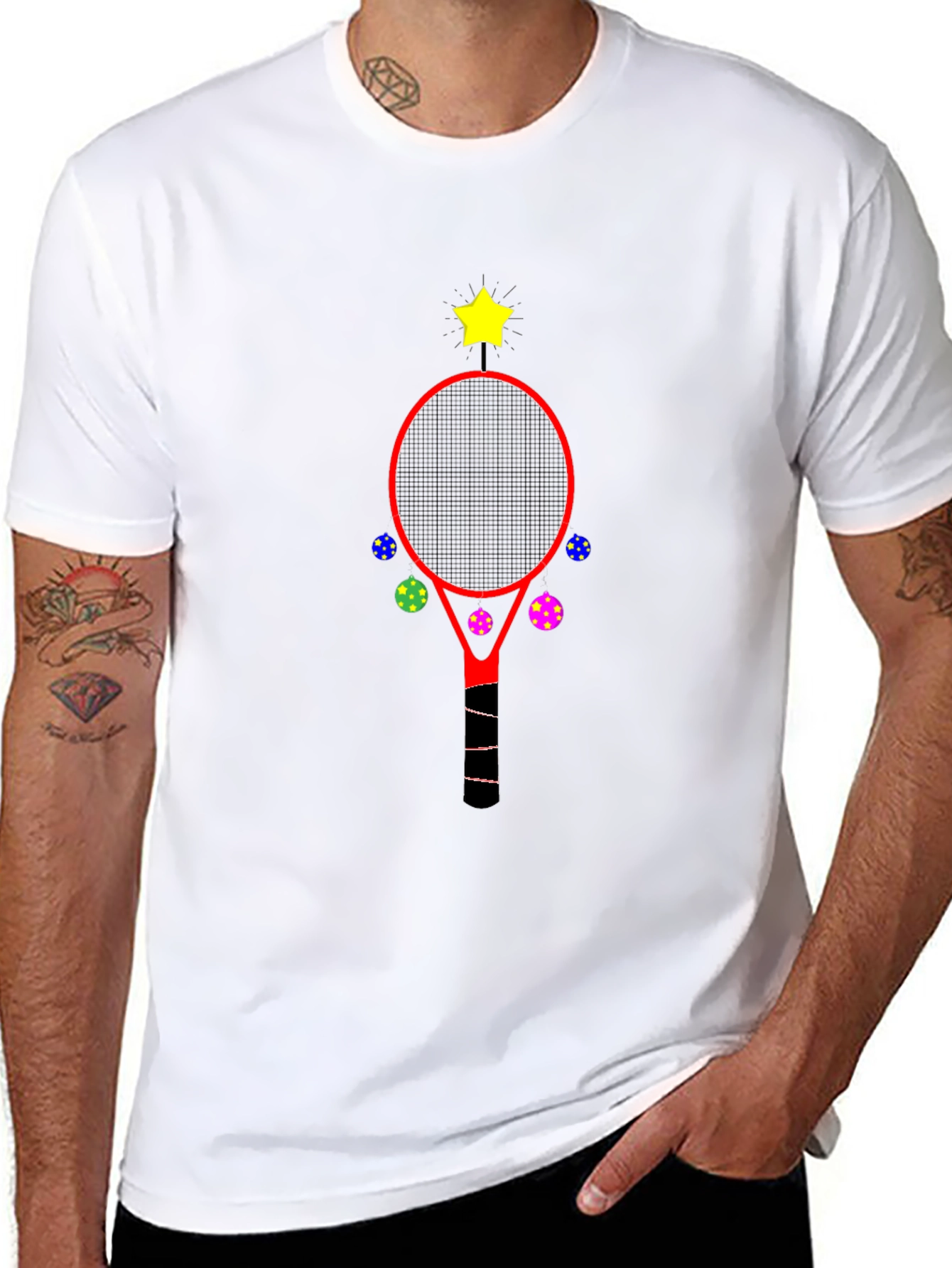Festive Tennis Racket Christmas Tee