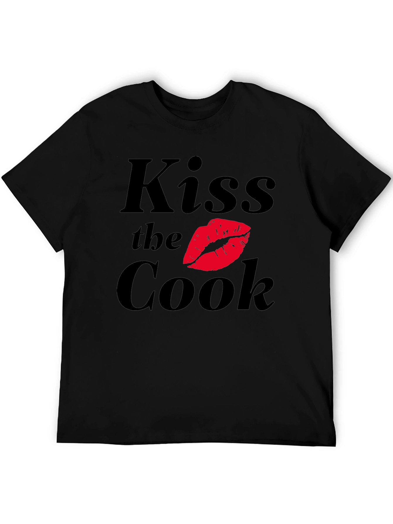 Kiss the Cook Black Graphic T-Shirt