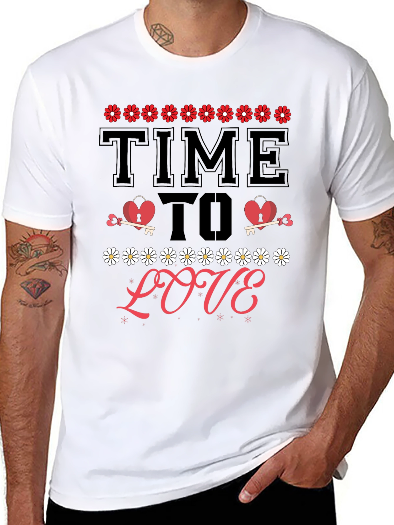 Time to Love T-Shirt - Heart & Key Design