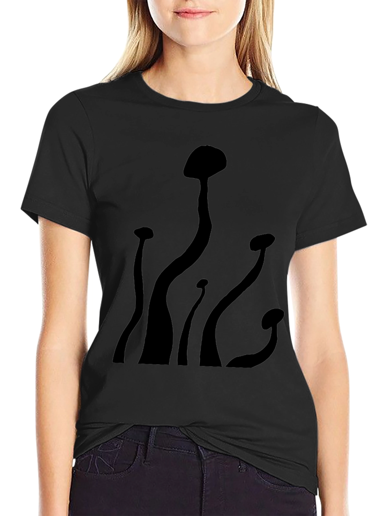 Mens Black Mushroom Graphic Tee - Casual Comfort