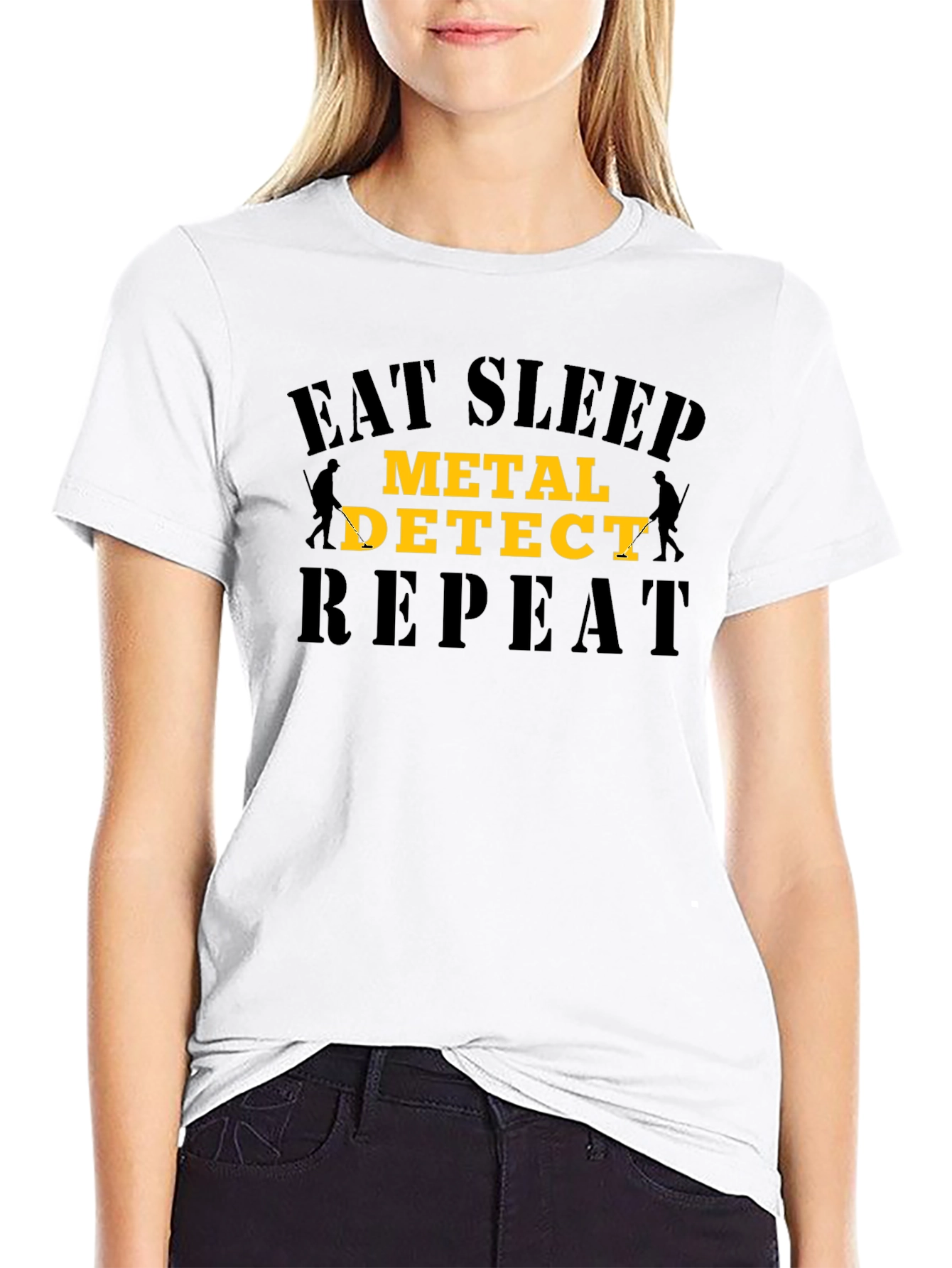 Eat Sleep Metal Detect Repeat Black T-Shirt