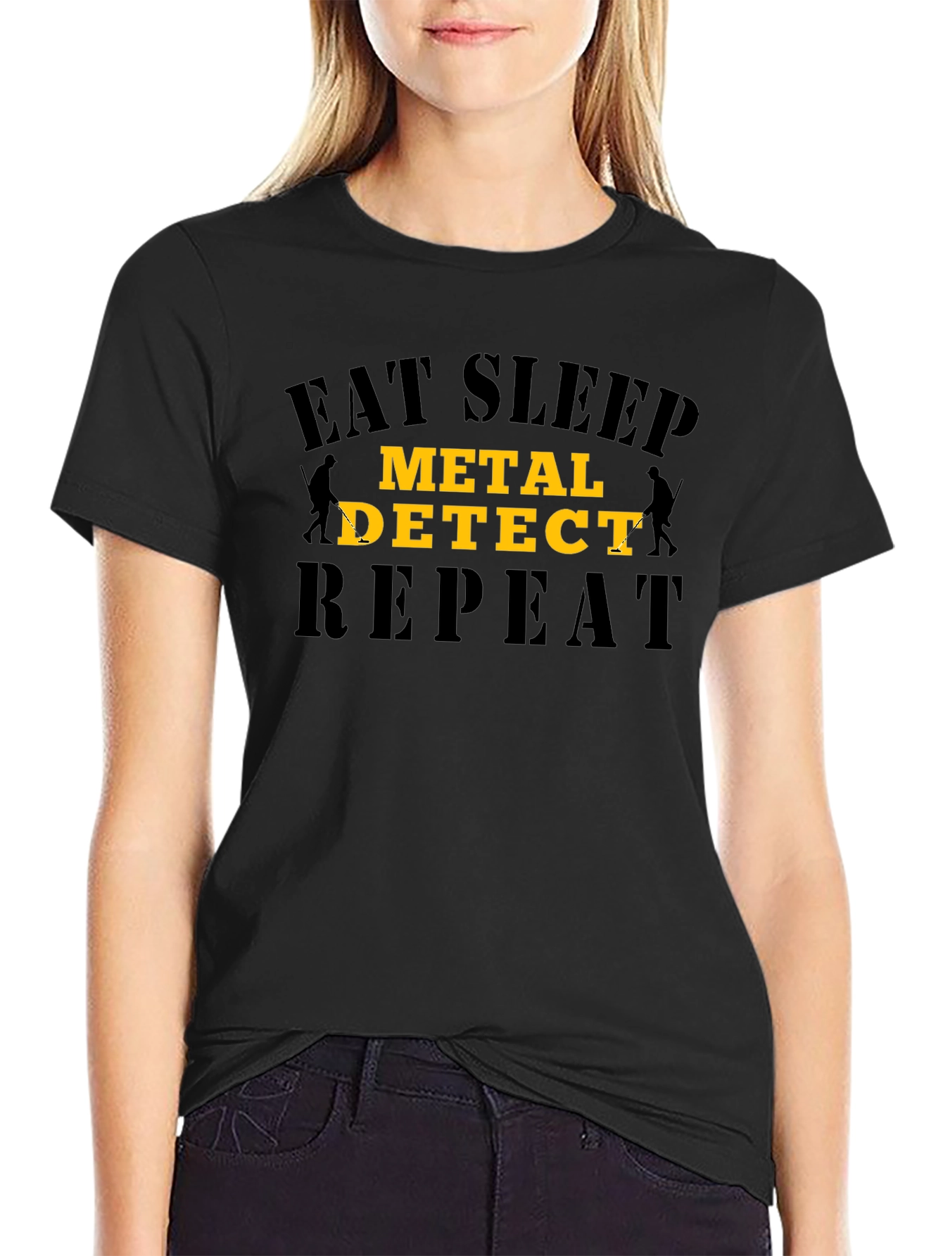 Eat Sleep Metal Detect Repeat Black T-Shirt