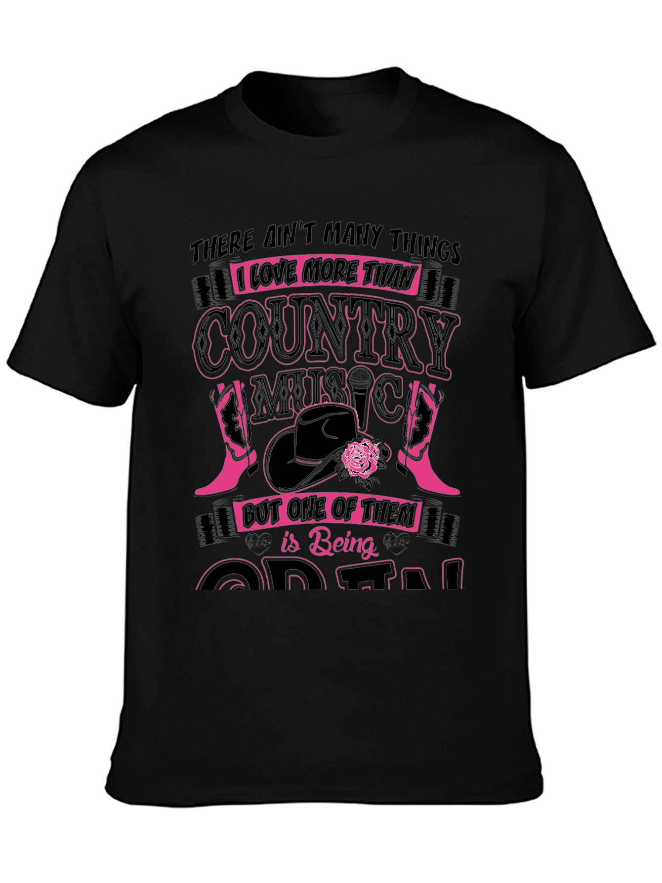 Country Music Lover Graphic Tee - Black