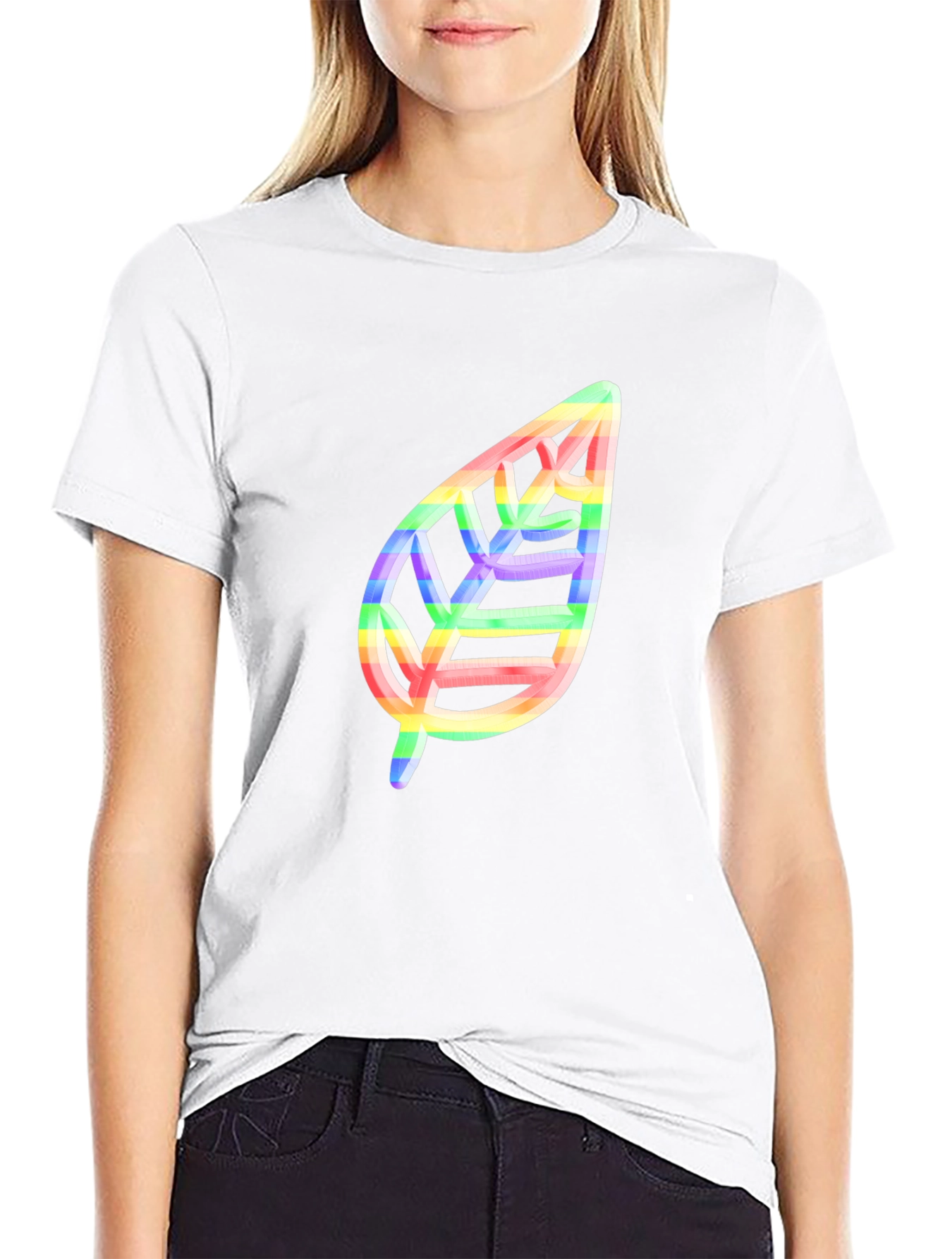 Rainbow Leaf Graphic T-Shirt