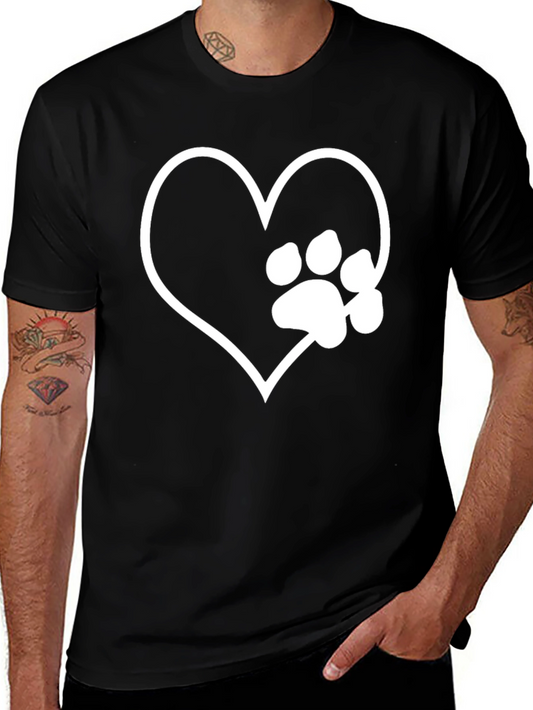 Heart Paw Print Black T-Shirt