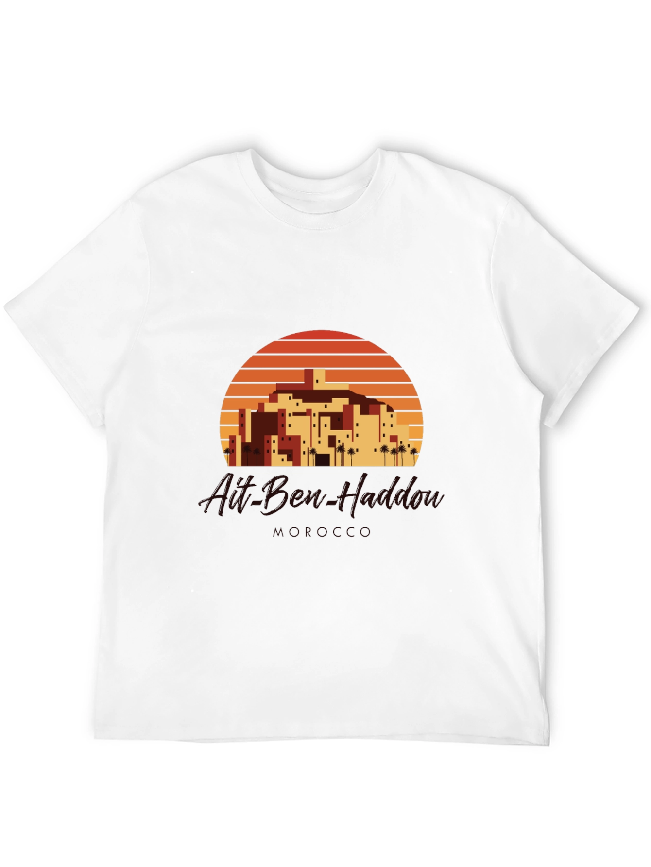 Retro Sunset Village Graphic Tee - Black