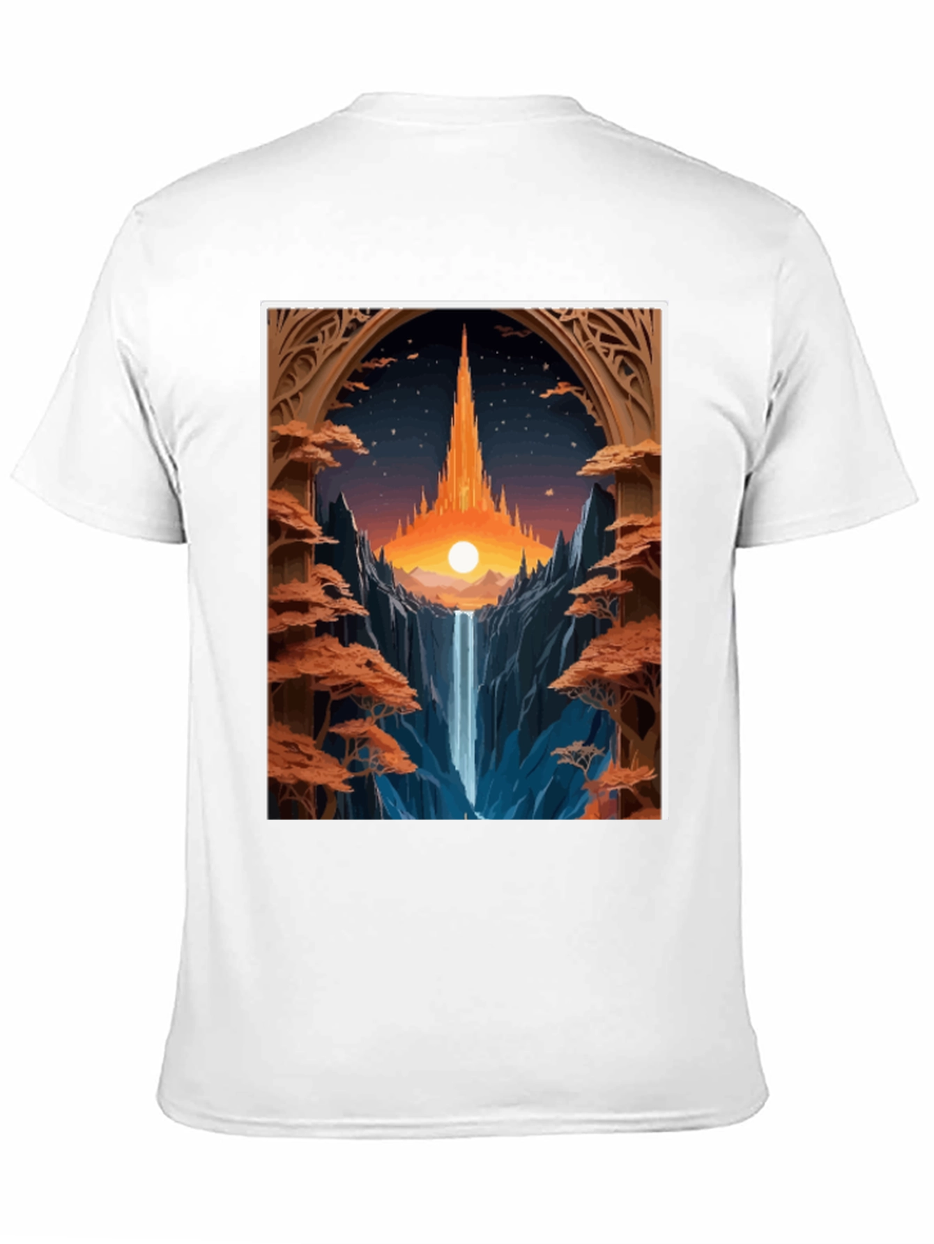 Fantasy Landscape Graphic Tee - Black Cotton Blend