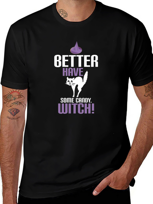 Halloween Cat Candy Witch Graphic T-Shirt