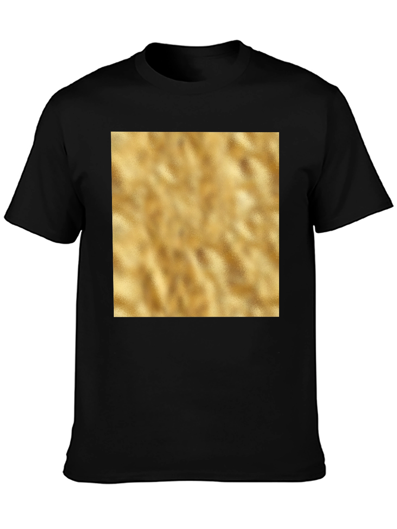 Modern Black T-Shirt with Gold Texture Print