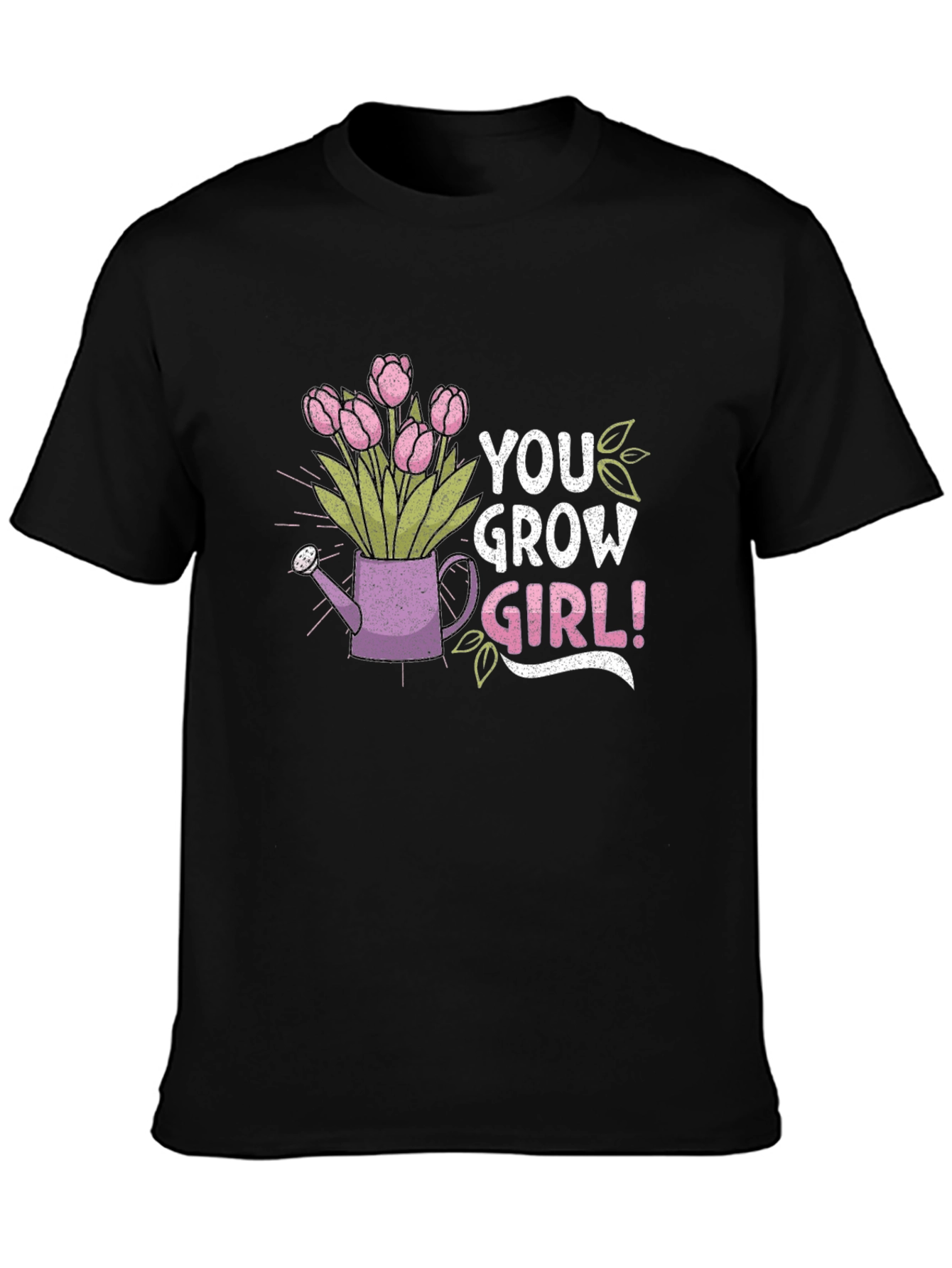You Grow Girl T-Shirt Black Cotton