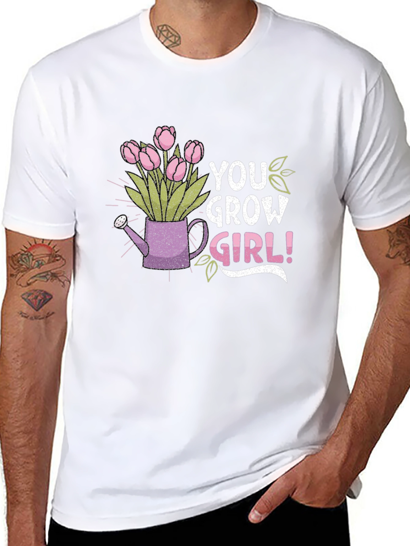 You Grow Girl T-Shirt Black Cotton