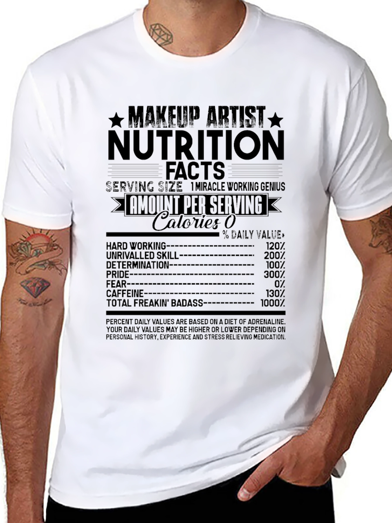 Makeup Artist Nutrition Facts Black T-Shirt