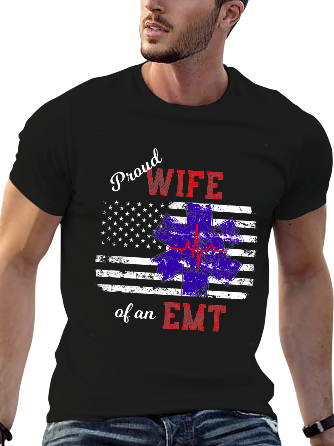 Proud Wife of an EMT Graphic T-Shirt