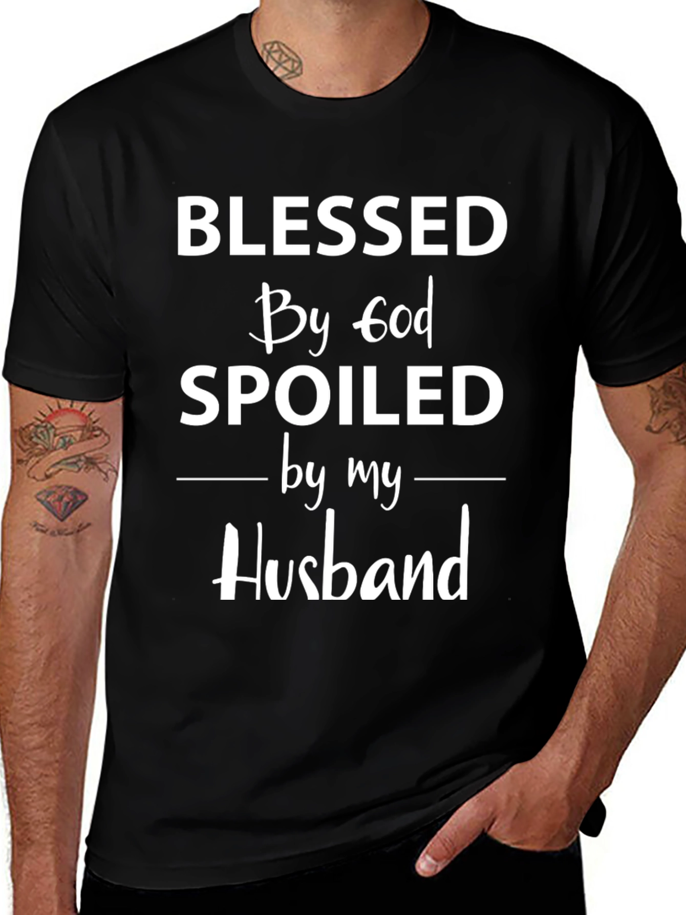Blessed By God Spoiled by Husband - Graphic T-Shirt