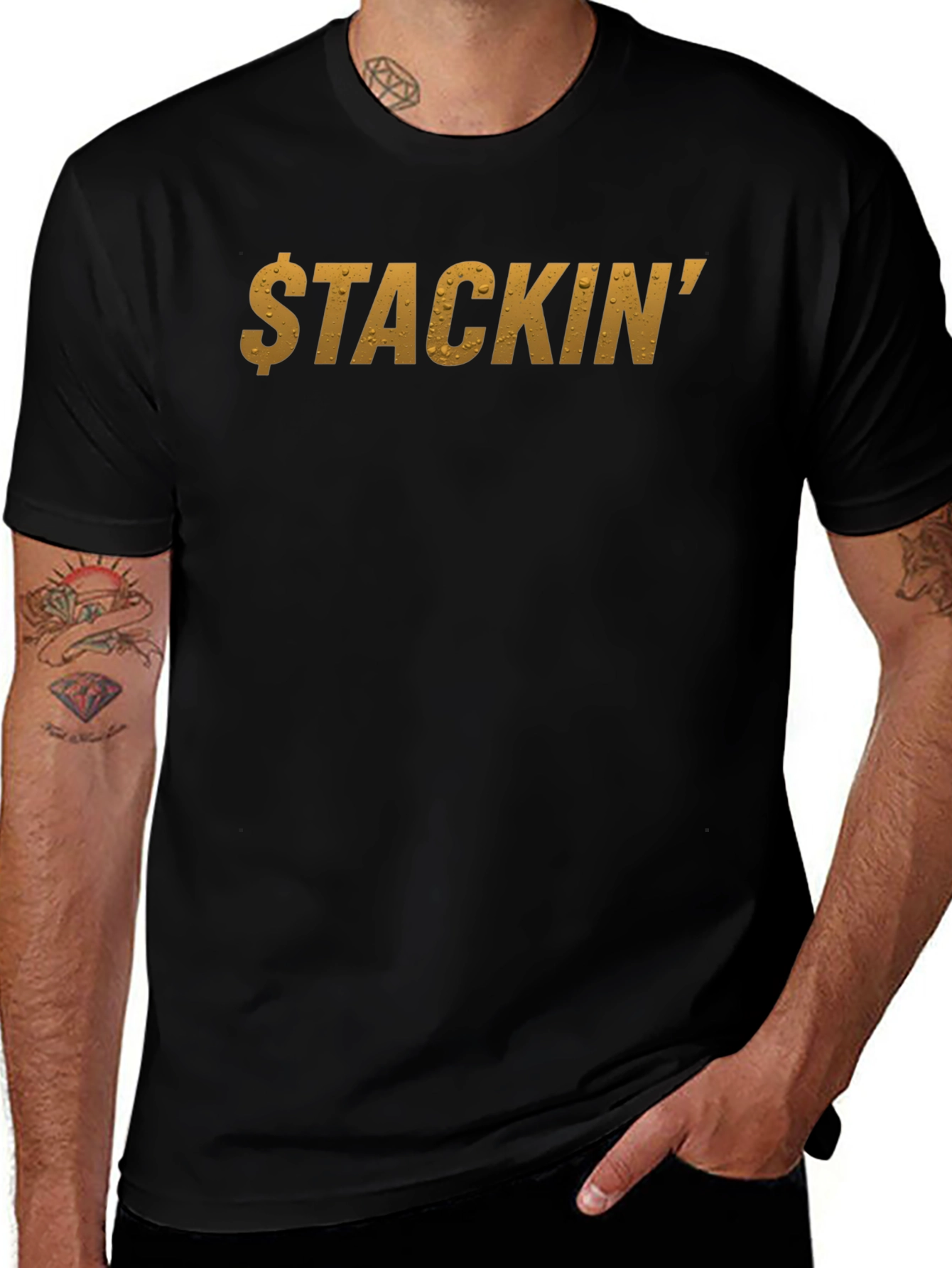 Stackin Graphic Print Mens Black T-Shirt
