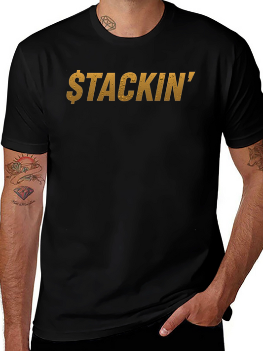 Stackin Graphic Print Mens Black T-Shirt